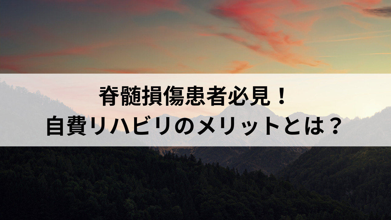 脊髄損傷患者必見！自費リハビリのメリットとは？